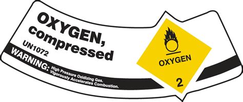 Oxygen, Compressed Cylinder Shoulder Labels MCSLOXY