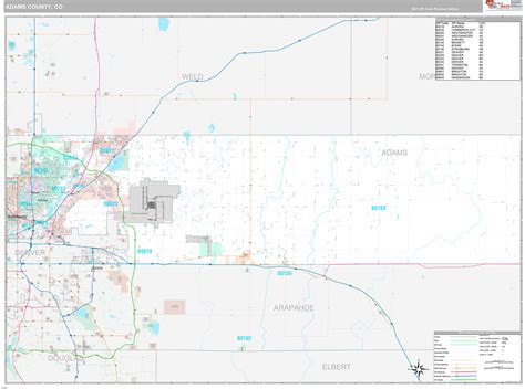 Adams County, CO Wall Map Premium Style by MarketMAPS