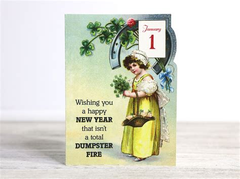 Funny New Year's Card Wishing You a Happy New Year That Isn't a Total Dumpster Fire Vintage ...