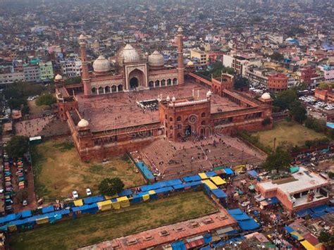 Jama Masjid Biggest Mosque of India in New Delhi, Aerial Drone View ...