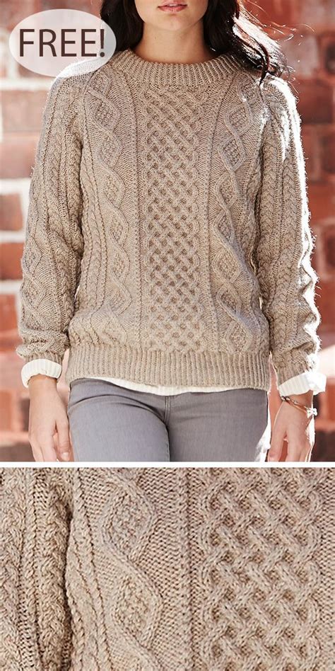 Free Knitting Pattern for Honeycomb Aran Sweater in 2020 (With images ...