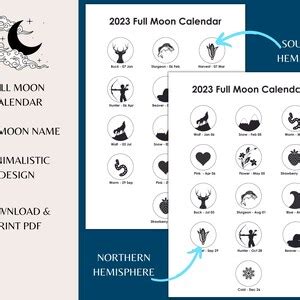 Full Moon Calendar 2023 Lunar Calendar 2023 Printable PDF Astrology ...