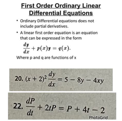 [Solved] SOLVE THE FIRST ORDER LINEAR DIFFERENTIAL EQUATION . °... | Course Hero