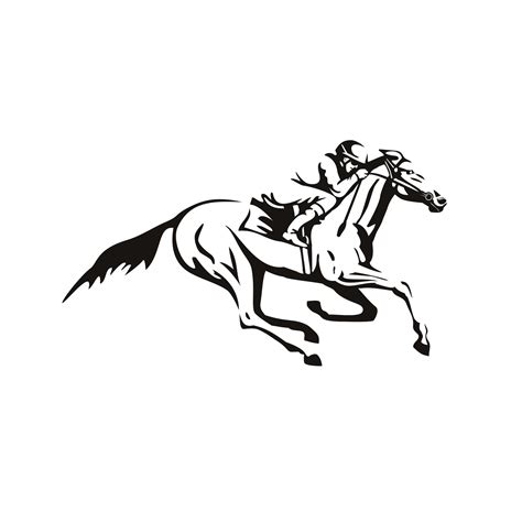 Jockey Riding Horse Horseback or Horse Racing Retro Black and White 1917828 Vector Art at Vecteezy