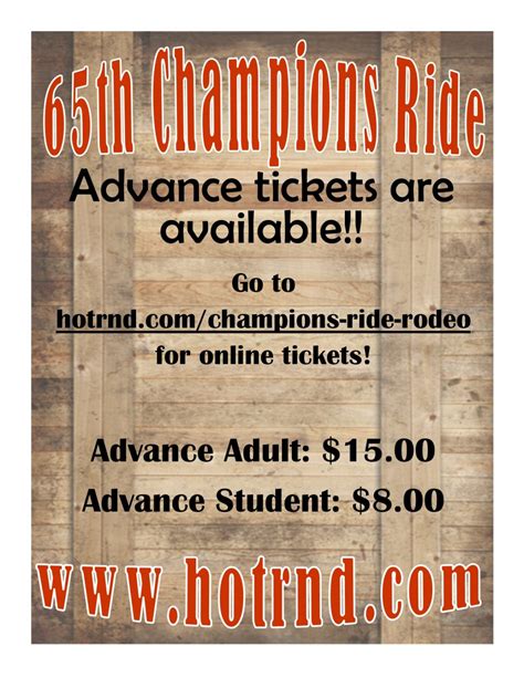 Champions Ride Rodeo advanced tickets now available!! - Home On The Range