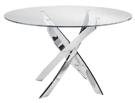 CURVED CHROME STEEL AND TEMPERED GLASS DINING TABLE Ø130 x 75 by Angel ...