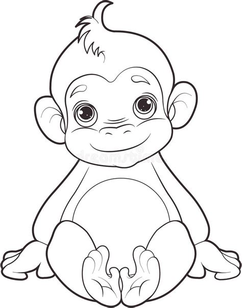 Baby monkey stock vector. Illustration of cheerful, monkey - 209055792