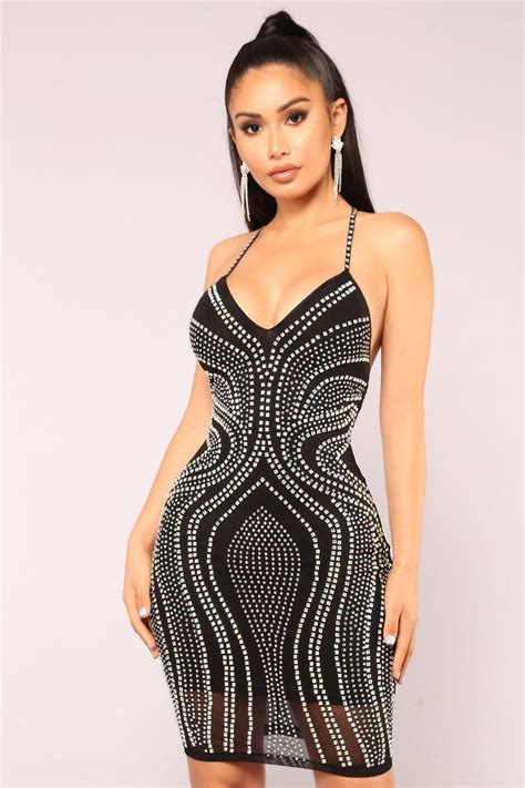 Harlene Rhinestone Dress - Black | Fashion Nova, Dresses | Fashion Nova