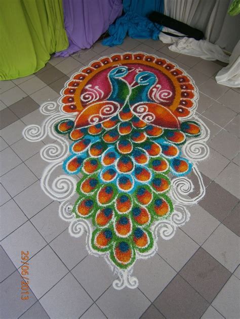 kolam of peacocks for wedding anniversary - Google Search | Colorful rangoli designs, Small ...