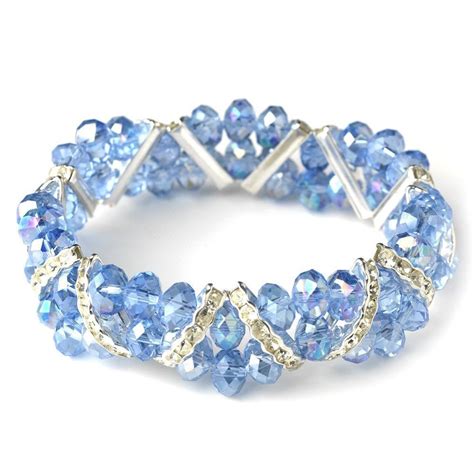 Light Blue Silver Clear Double Line Bracelet 7616 | Blue crystal bracelet, 925 silver jewelry ...