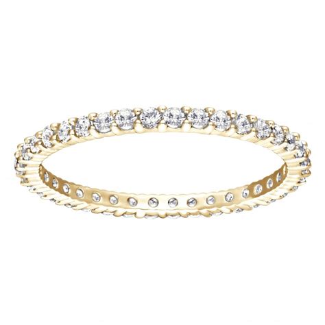 SWAROVSKI VITTORE GOLD PLATED CLEAR NARROW ETERNITY RING - BRANDS from Adams Jewellers Limited UK