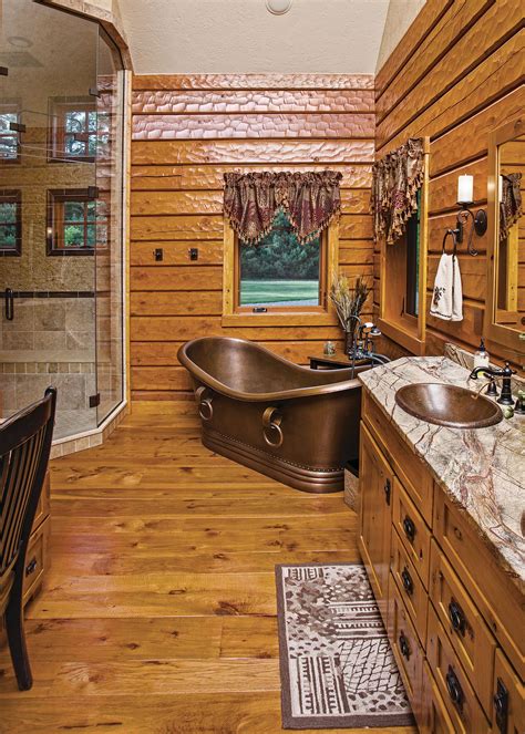 5 Opulent Log and Timber Frame Bathrooms | Log home bathrooms, Log cabin master bathroom, Log ...