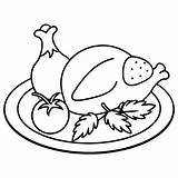 Coloring Page roasted chicken On A Plate With Tomatos  Premium AI sketch template