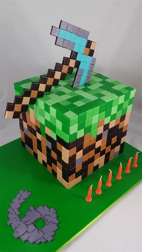 Minecraft Brick & Pickaxe - Decorated Cake by Lisa-Jane - CakesDecor