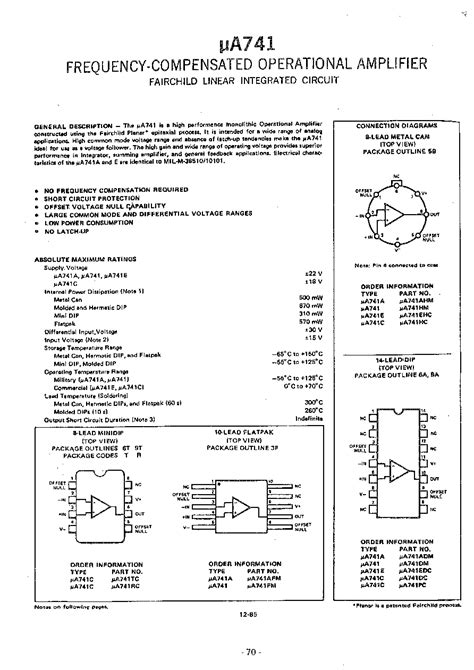 UA741 datasheet(1/9 Pages) FAIRCHILD | Frequency-Compensated ...