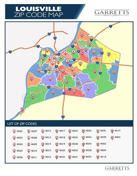 Louisville KY zip code map - Zip code map for Louisville KY (Kentucky USA)