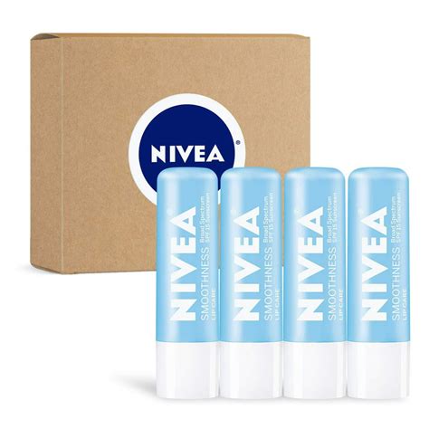 NIVEA Smoothness Lip Care - Broad Spectrum SPF 15 Moisturizing Lip Balm - Pack of 4 - Walmart ...