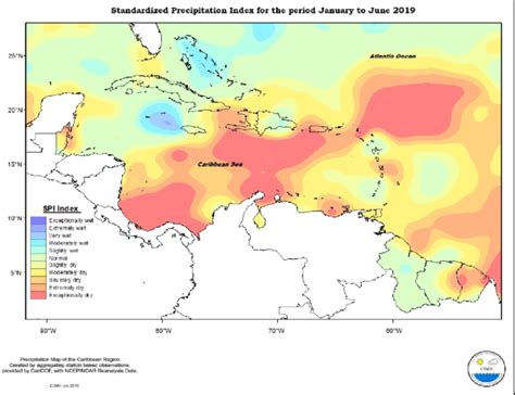 SPI January to June 2019. Source: Caribbean Regional Climate Center, 2019. | Download Scientific ...