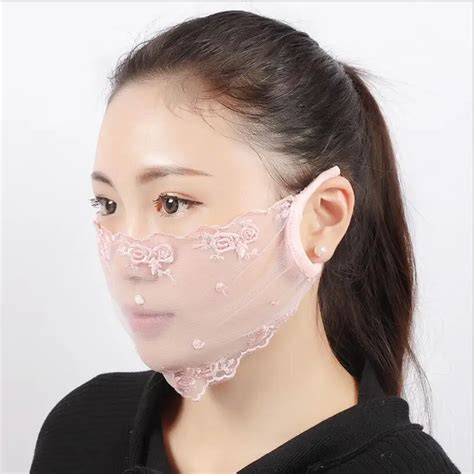 Summer Spring Lace Breathable face mask sun protective Shade anti dust mouth mask cotton Mouth ...