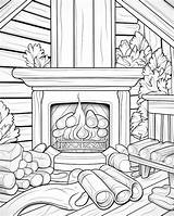 Coloring Pages For Adults Fireplace And logs Generative Ai  Premium AI sketch template