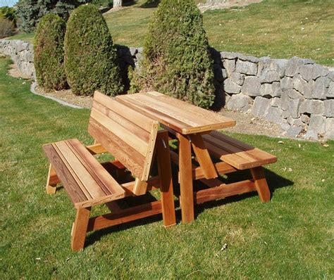 Herman Wooden Convertible Table Set With Bench Picnic Table, Picnic ...