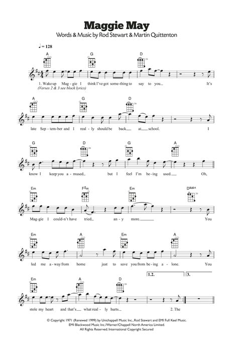 Maggie May by Rod Stewart Sheet Music for Ukulele at Sheet Music Direct