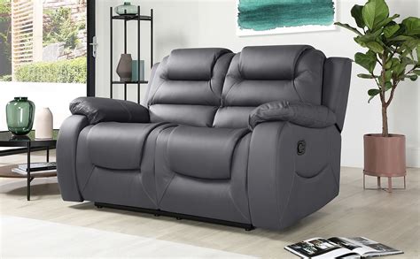 Vancouver Grey Leather 2 Seater Recliner Sofa | Furniture Choice