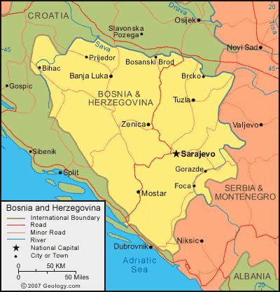 Bosnia and Herzegovina Map and Satellite Image