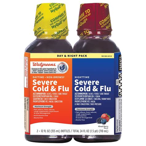 Walgreens Daytime & Nighttime Severe Cold & Flu Liquid Berry | Walgreens