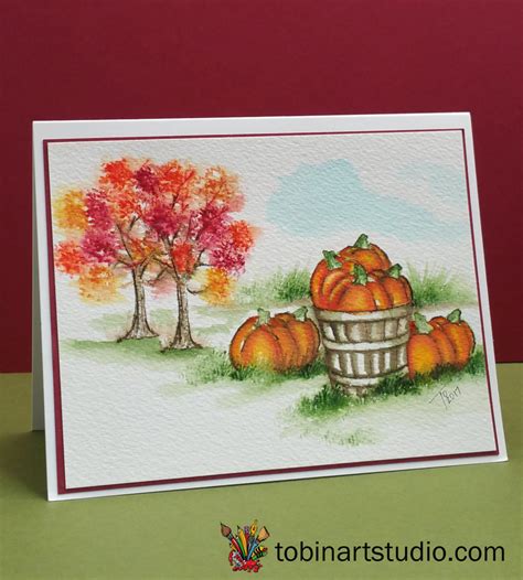 Advanced watercolor: Fall Pumpkins - Art Impressions Stamps