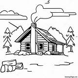 Rustic Log Cabin With Smoke From Chimney Coloring Page  Pagescom sketch template