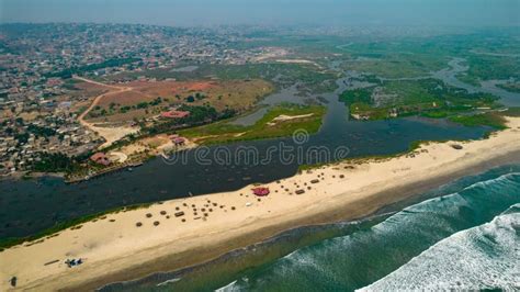 Aerial View of Bojo Beach, Accra, Ghana Stock Image - Image of water, nature: 261376521