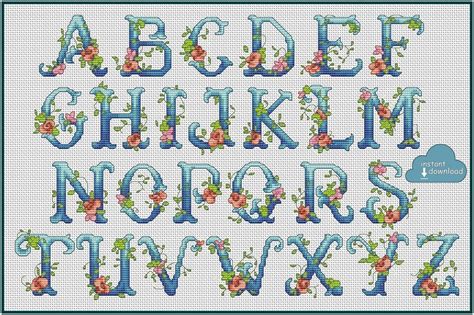 Floral ABC Cross Stitch Pattern PDF + XSD Download