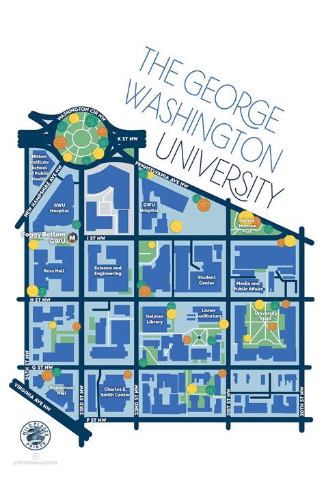 George Washington University Campus Map GWU 11x17 in | Etsy Canada