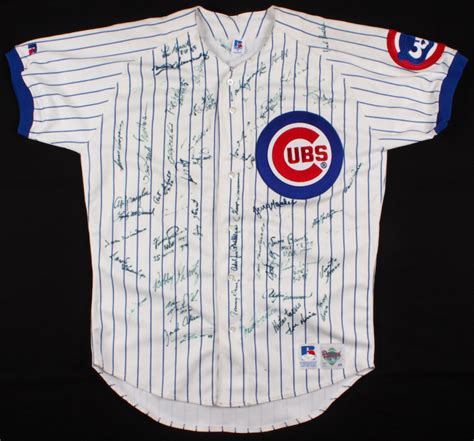 Chicago Cubs Hall of Famers & Stars Jersey Signed by (42) with Ernie ...