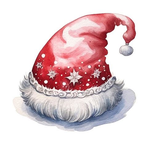 Premium AI Image | There is a watercolor painting of a santa hat with a beard generative ai