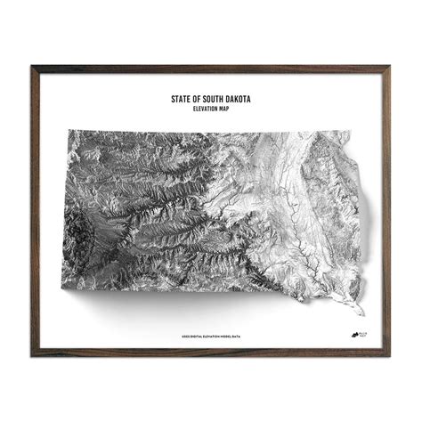 South Dakota Elevation, Topographical, & Relief Map Prints - Muir Way