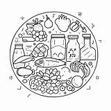 Healthy Food Plate Coloring Page Sketch sketch template