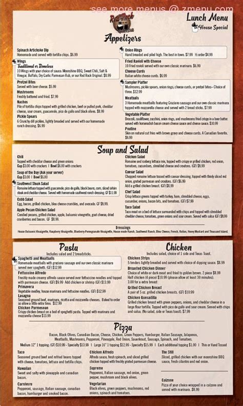 Menu at Red Rock Grill & Still pub & bar, Knoxville, 124 S 2nd St