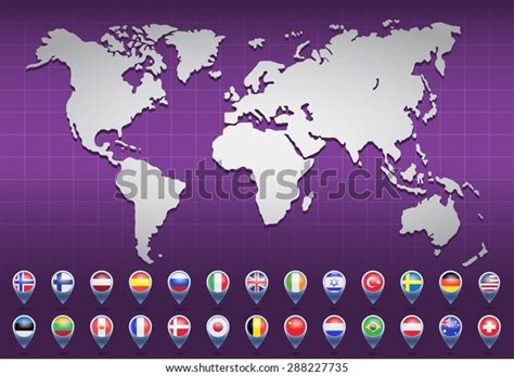 World Map Flags Different Countries Vector: vector de stock (libre de regalías) 288227735 ...