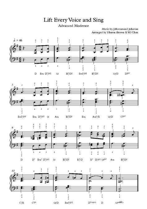 Lift Every Voice and Sing by Traditional Sheet Music & Lesson ...