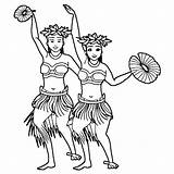 Hawaiian Hula Dancers Coloring Page · Creative Fabrica sketch template
