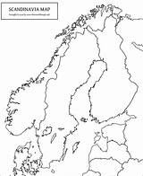 Scandinavia Printable Map Maps Blank Simple Borders Peninsula  sketch template