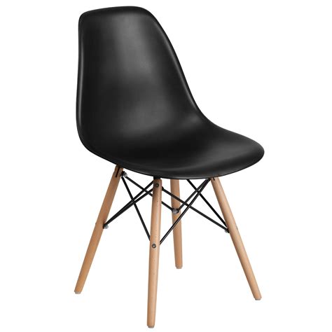 Flash Furniture Elon Series Black Plastic Chair with Wood Base - Walmart.com