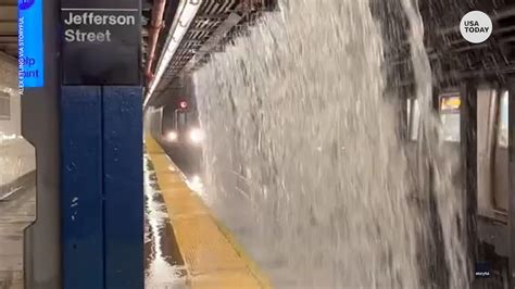 New York City subway station flooded by Tropical Storm Ida