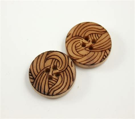 Wooden Buttons Original Wood Buttons With Pyrography Carving - Etsy