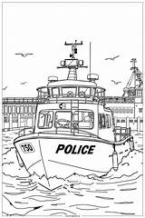 Police Boat Patrolling The Harbor Coloring Page Free PDF&ampPNG Printable sketch template