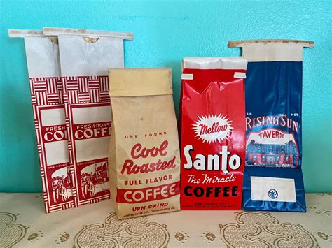 Collection vintage coffee paper bags new old stock 1950s | Etsy