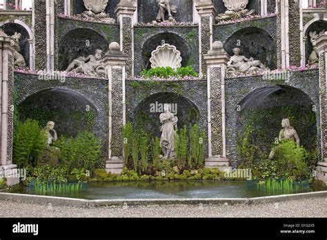 Detail of Water Theatre, Isola Bella Palace Gardens, Borromean Islands, Lake Maggiore, Piedmont ...