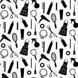 Vector Seamless Pattern Of Silhouettes Hairdressing Accessories  sketch template